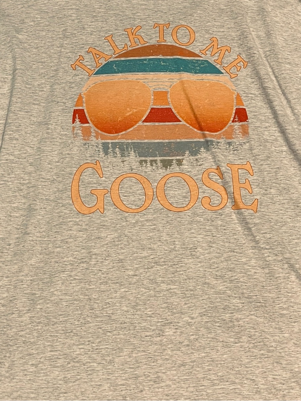 Talk to Me Goose Retro Aviator Sunglasses Graphic T-Shirt Gray 2XL